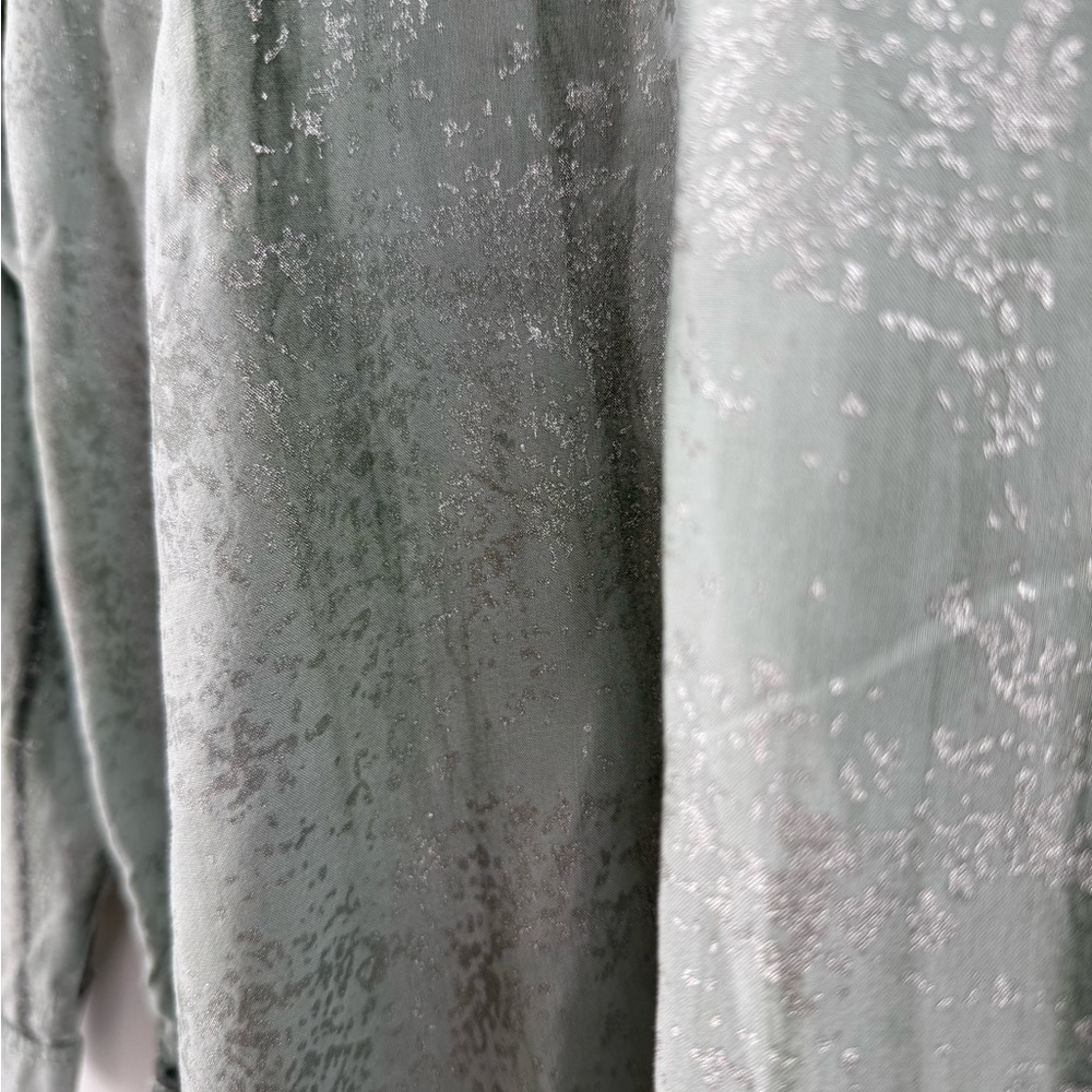 Anthropologie Pilcro Sage Green Foil Shine Button Down Shirt Top Size S - Picture 13 of 16